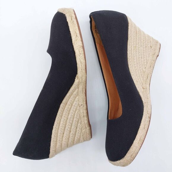 J.Crew Black Canvas Espadrille Wedge Heels Size 7.5 - Picture 7 of 10